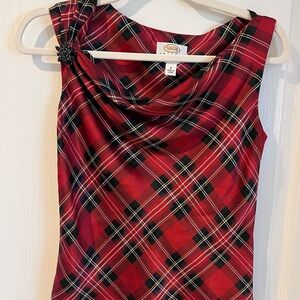 Talbots Red and Black Plaid Silk Fabric